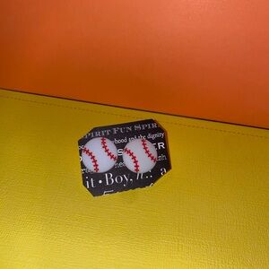 Hypoallergenic Baseball Print Earrings